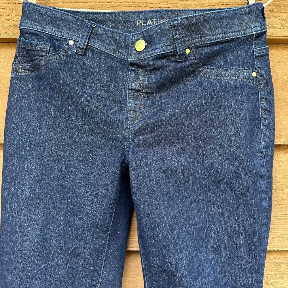 Chico’s Platinum Blue Gold Sparkle Glittery Jeggings Size 00 - Picture 4 of 13